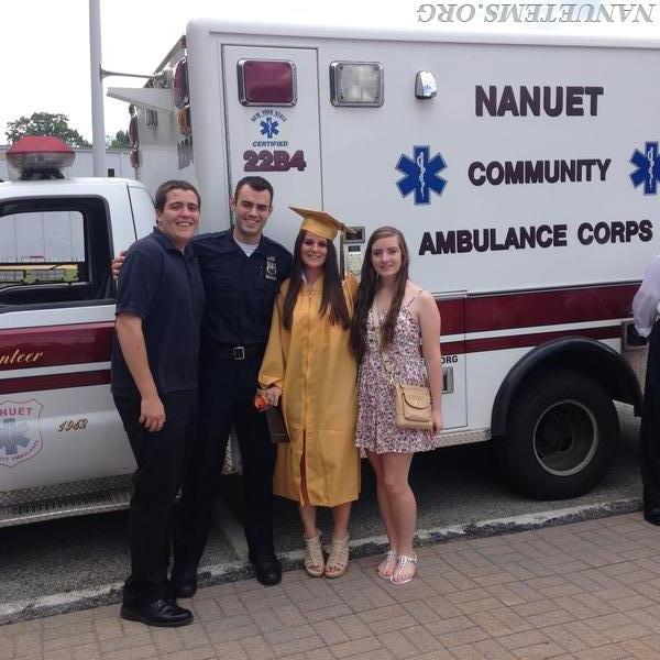 Members of Youth Corps. take a picture with Ally Serra after the Nanuet HS Graduation Photo: Nanuet EMS
